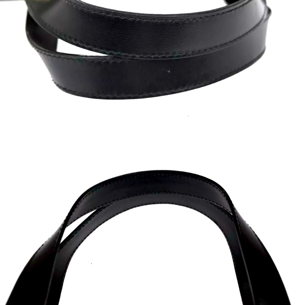 GUCCI Logo Tote Hand Bag  Leather Black Gold Made In Italy Vintage 💕💕 - Picture 7 of 12